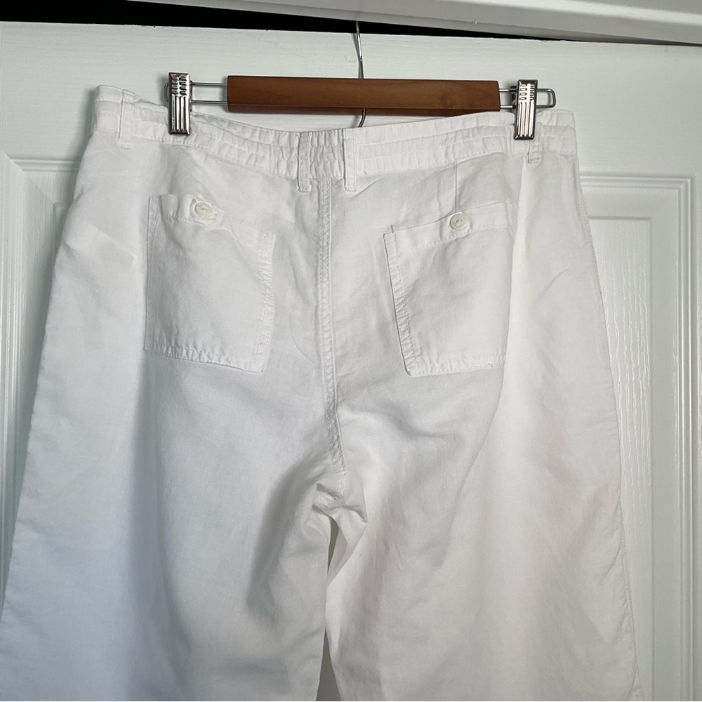 GAP White Drawstring linen blend pants - Women’s Relaxed Straight Leg - Picture 5 of 8